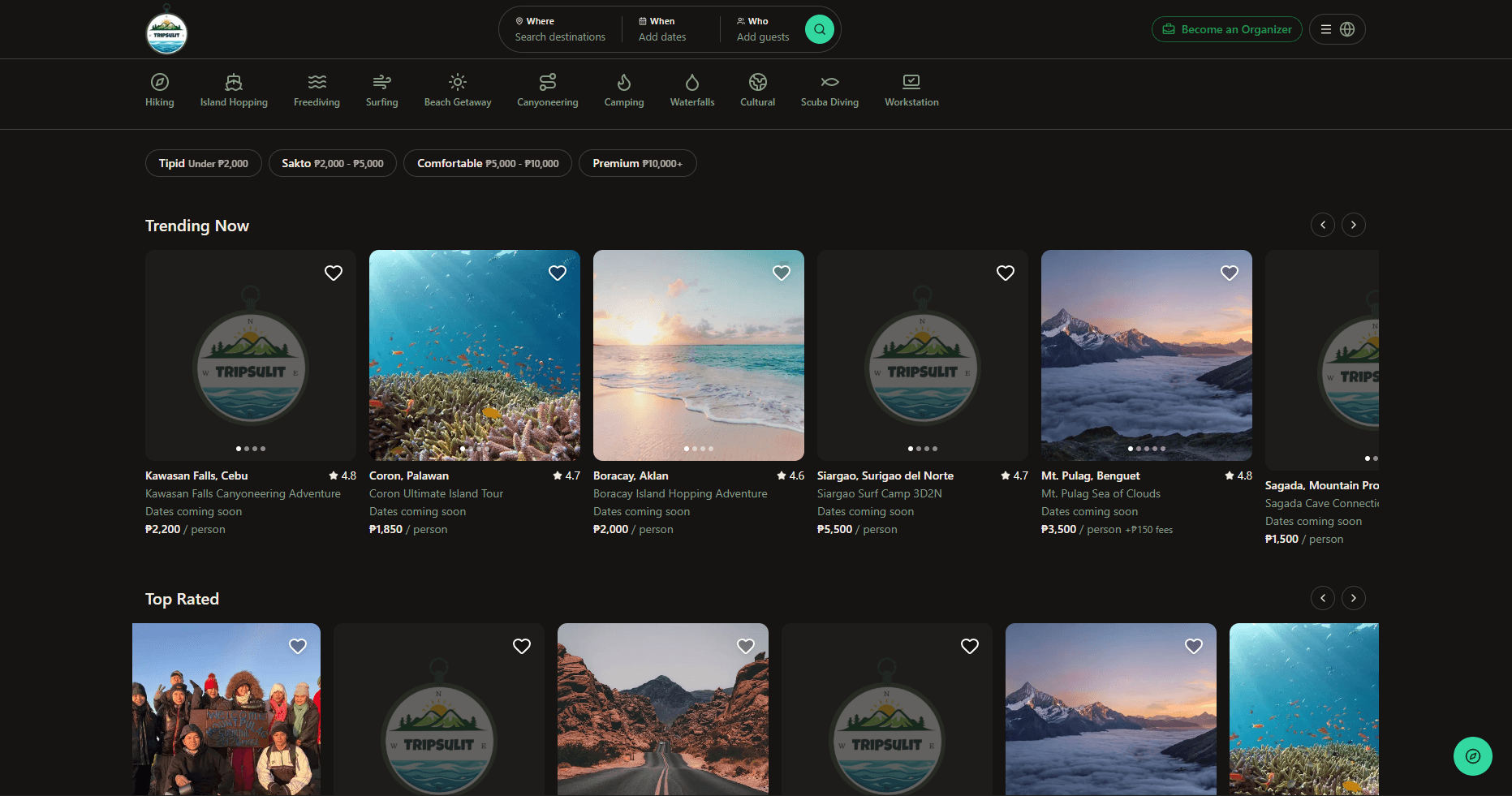 Screenshot of TripSulit - Tour Booking Marketplace